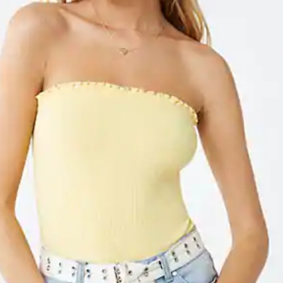 Tops - Summer Yellow Ribbed Tube Bodysuit
